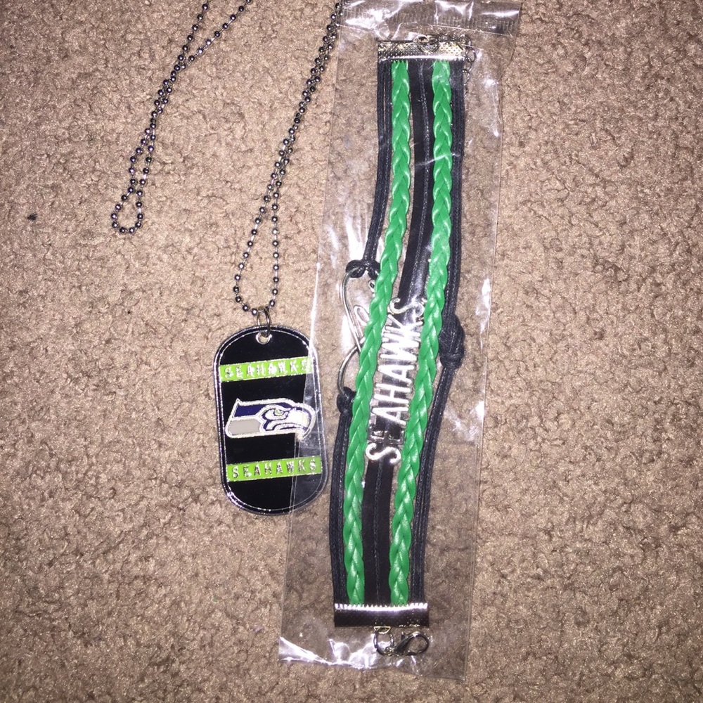 Seahawks bracelet and necklace set